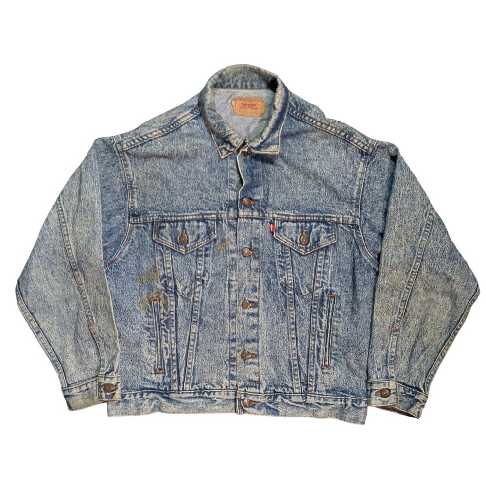 Vintage 80s Levi's Type 3 Denim Trucker Jacket Mens Size L Acid Wash Made in USA